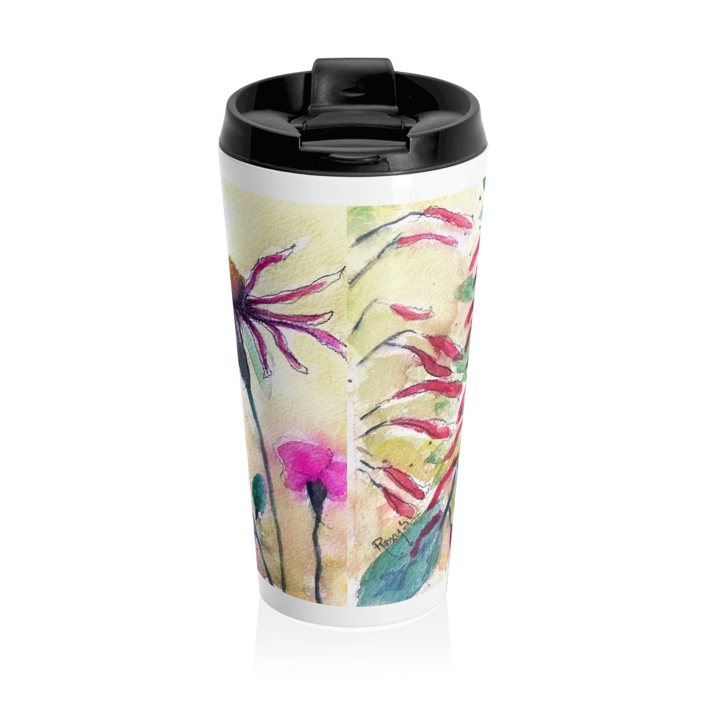 Taza de viaje de acero inoxidable Jardín Colibrí (Coneflower)