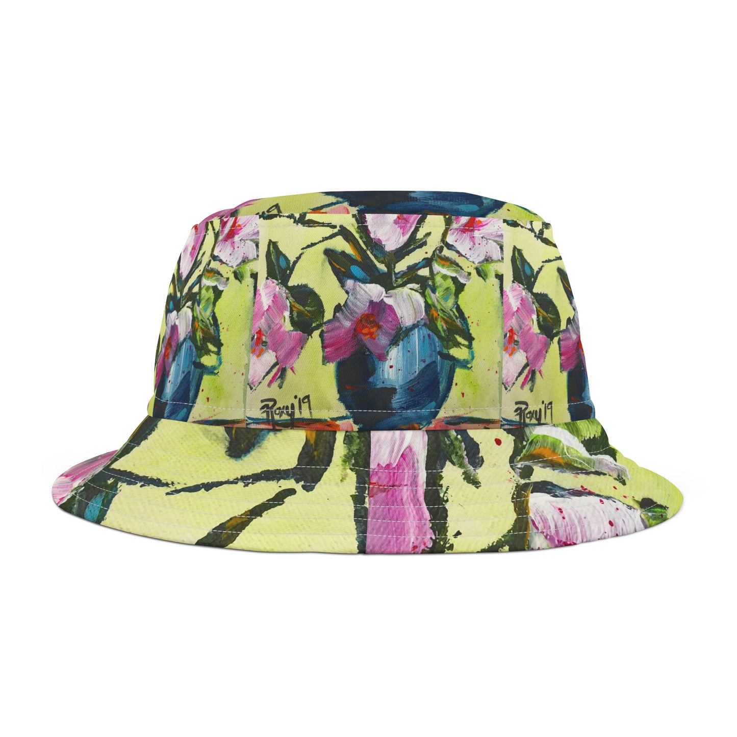 Pink Magnolias in a Blue Vase Bucket Hat