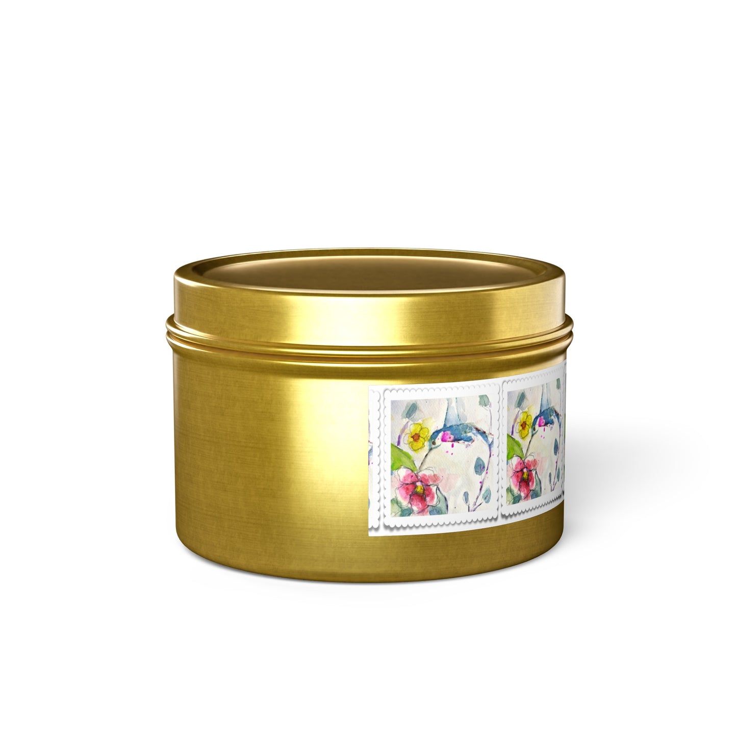 Loose Floral Hummingbird Tin Candle