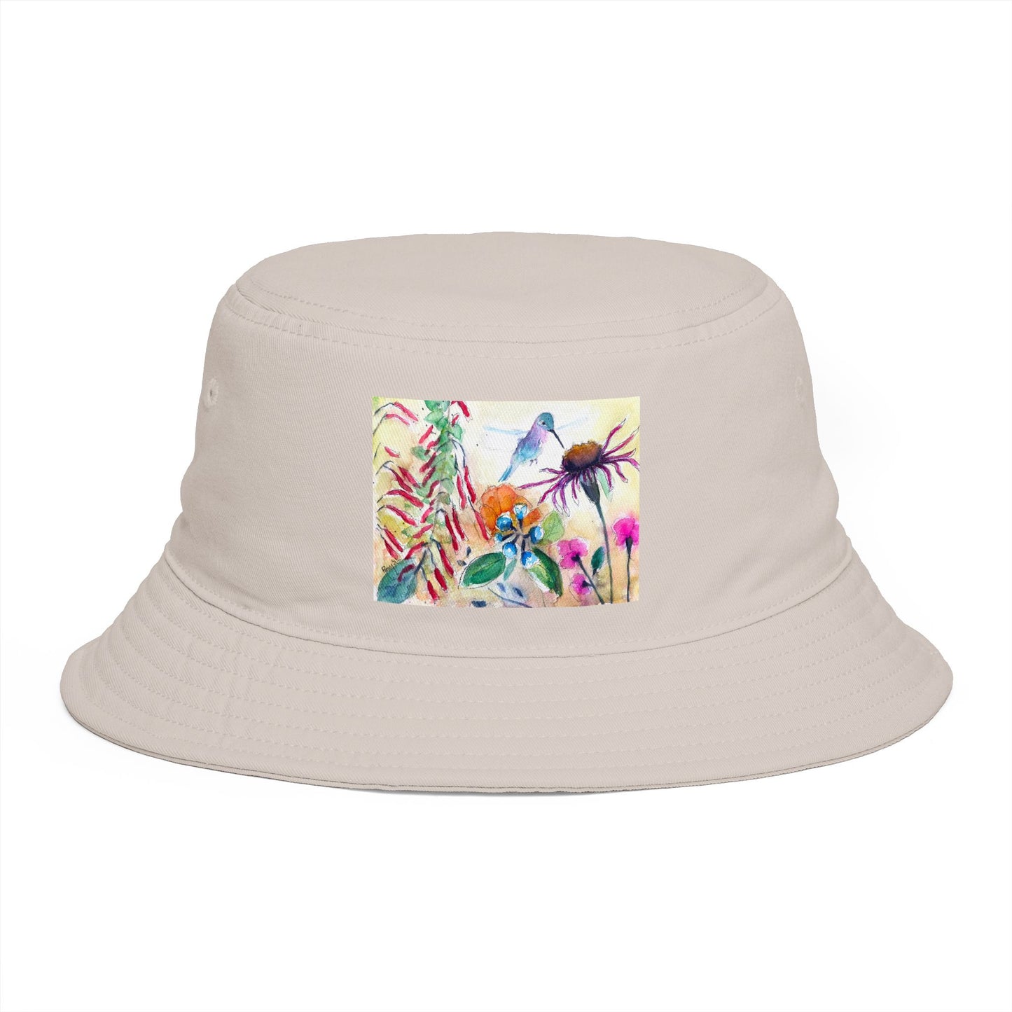 Roxy Rich Fine Art -Hummingbird Garden - Stylish Durable Bucket Hat