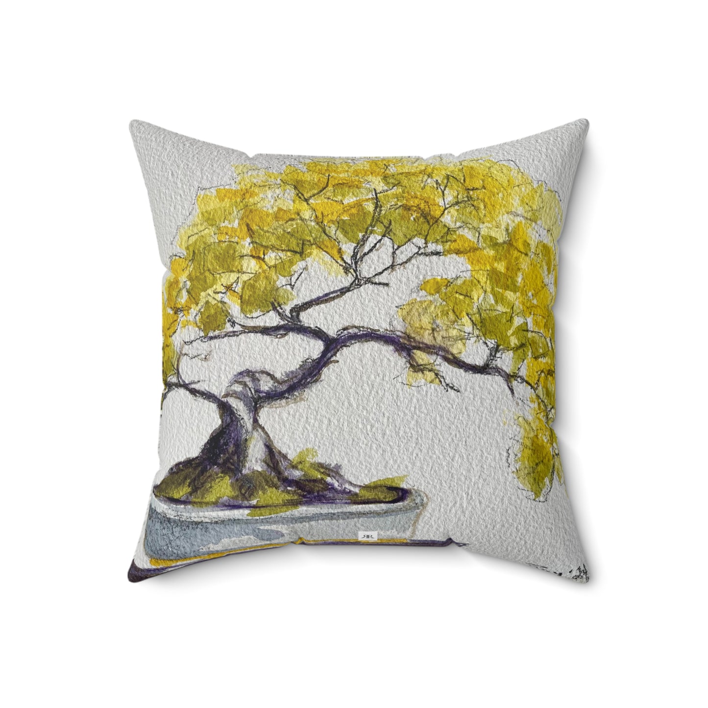 Yellow Bonsai Indoor Spun Polyester Square Pillow