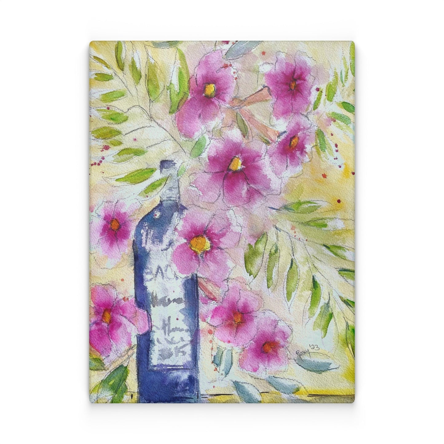 Bottle and Blooms Glass Cutting Board