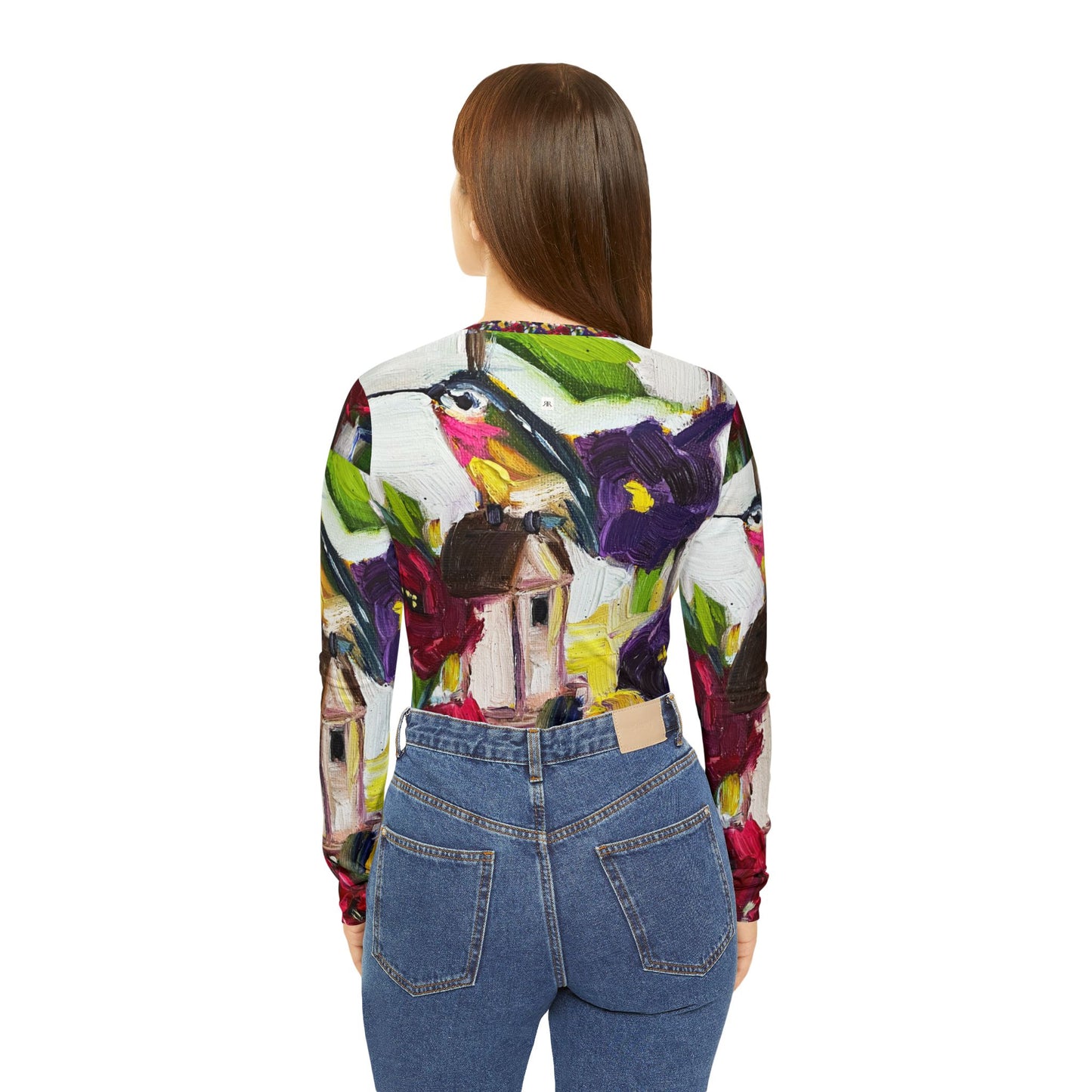 Long Sleeve Shirt-Hummingbird by the Window- V-neck Women's