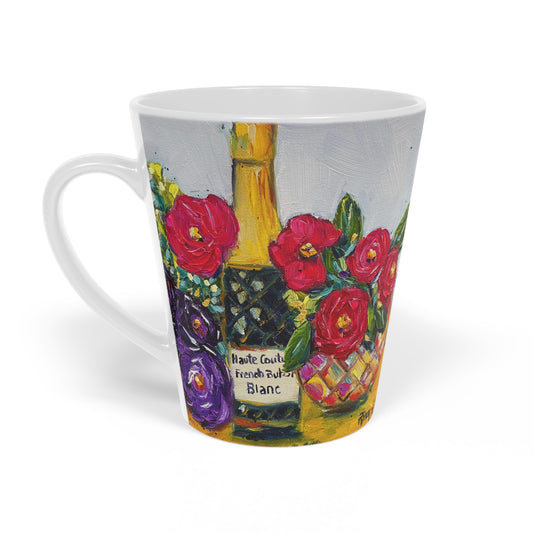 French Bubbles-Champagne and Roses Latte Mug, 12oz