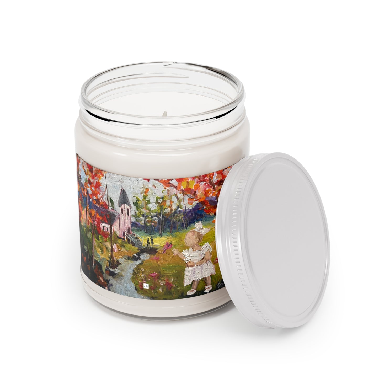 Isla at the Baptism (Rural Church landscape with Toddler) Scented Candle 9oz