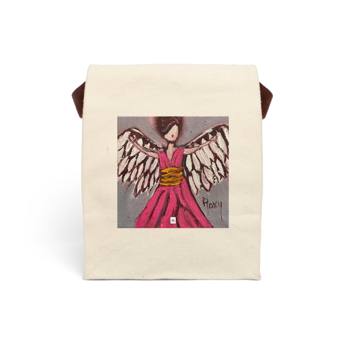 Pink Angel Canvas Lunch Bag with Strap