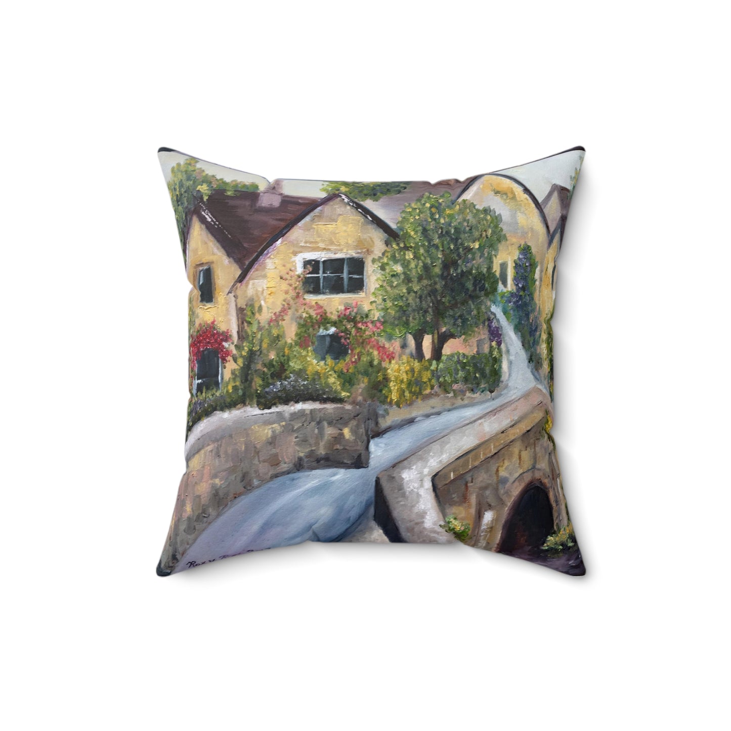 Castle Combe Cotswolds  Indoor Spun Polyester Square Pillow