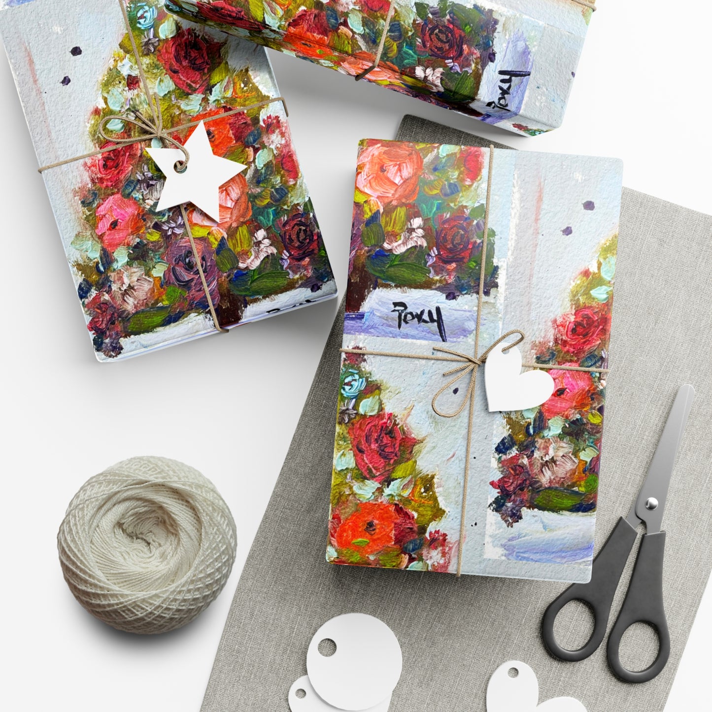 Christmas Tree Roses Gift Wrapping Paper