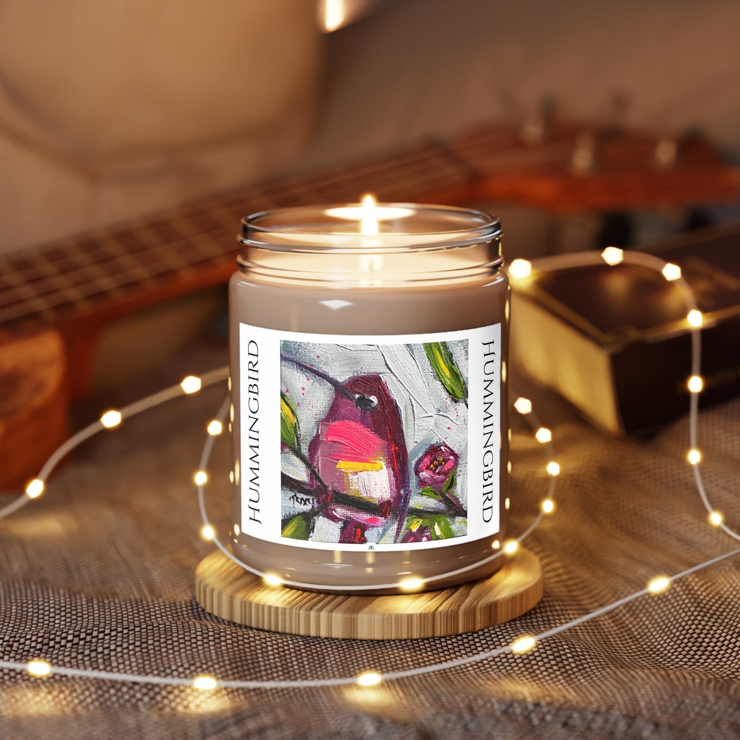 Hummingbird 9oz Scented Soy Candle — Floral & Fresh Aromas, White Lid