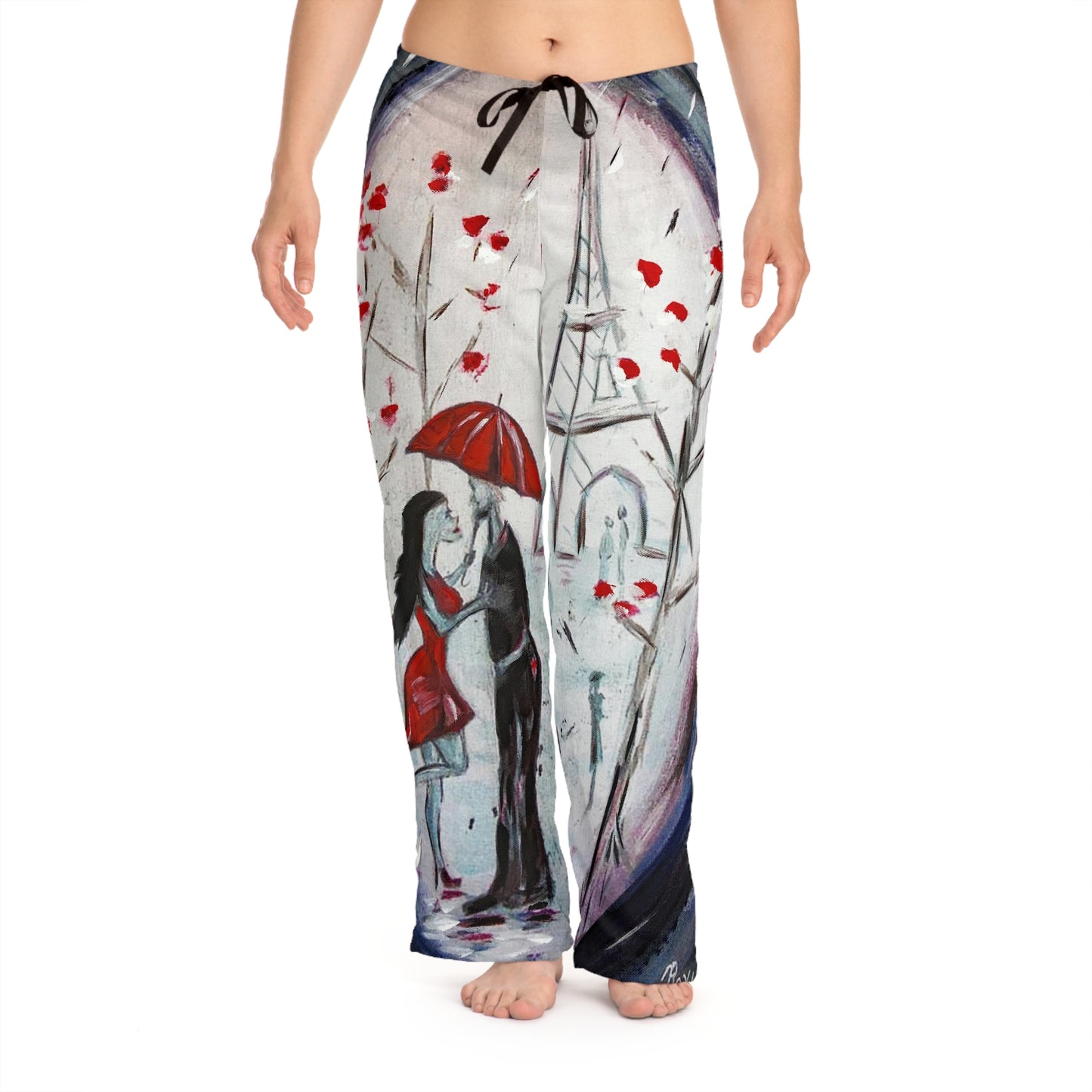 Pajama Pants - Romantic Couple in Paris "I Only Have Eyes for You"- Women's Pajama Pants