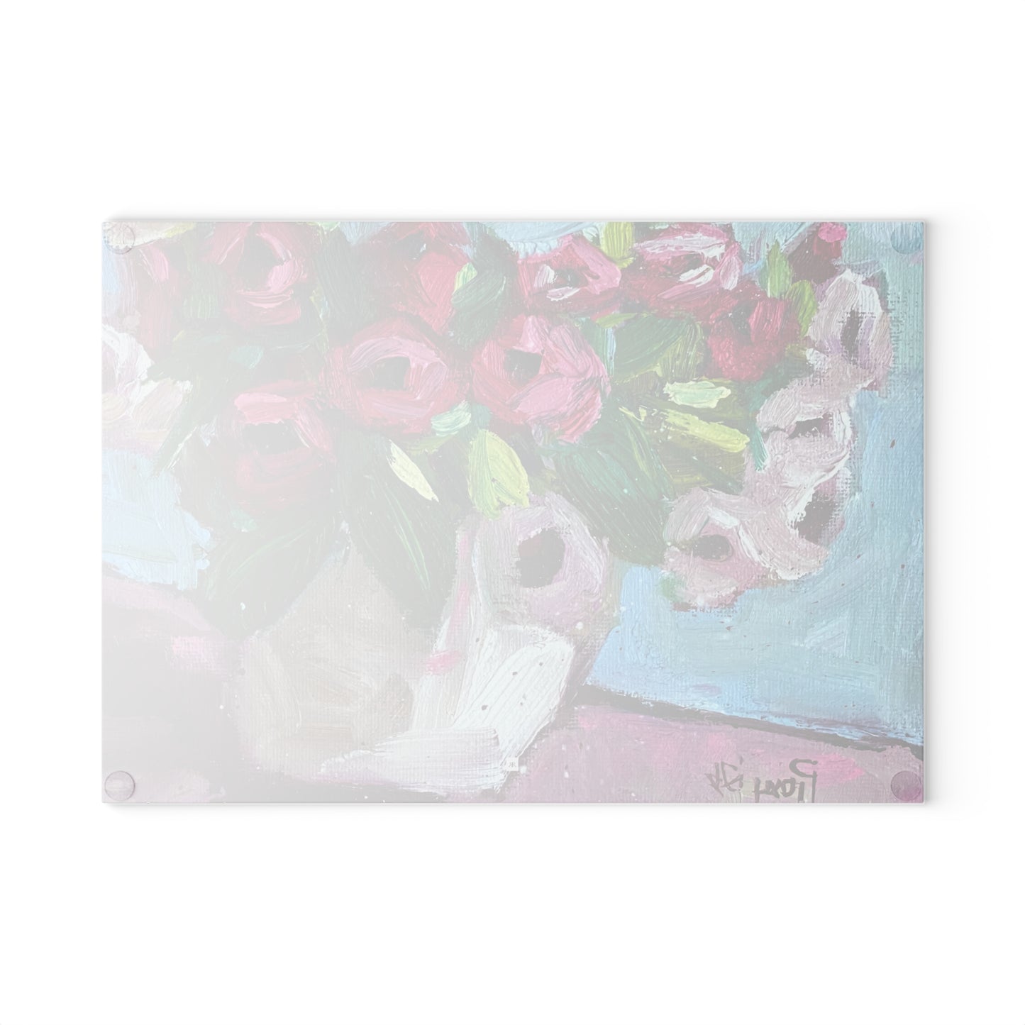 Glass Cutting Board-Blushing Blooms