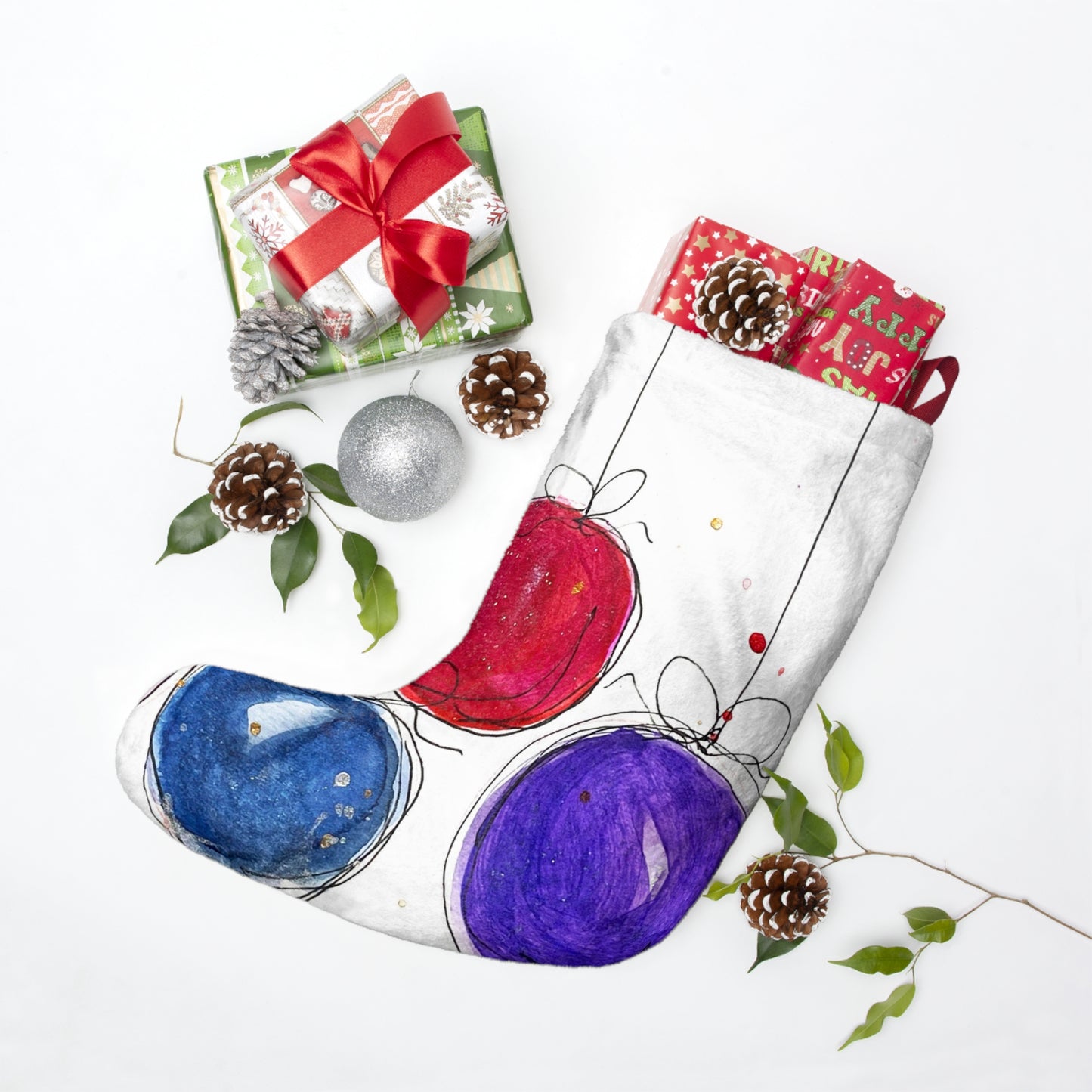 Whimsical Christmas Baubles #2 Christmas Stocking