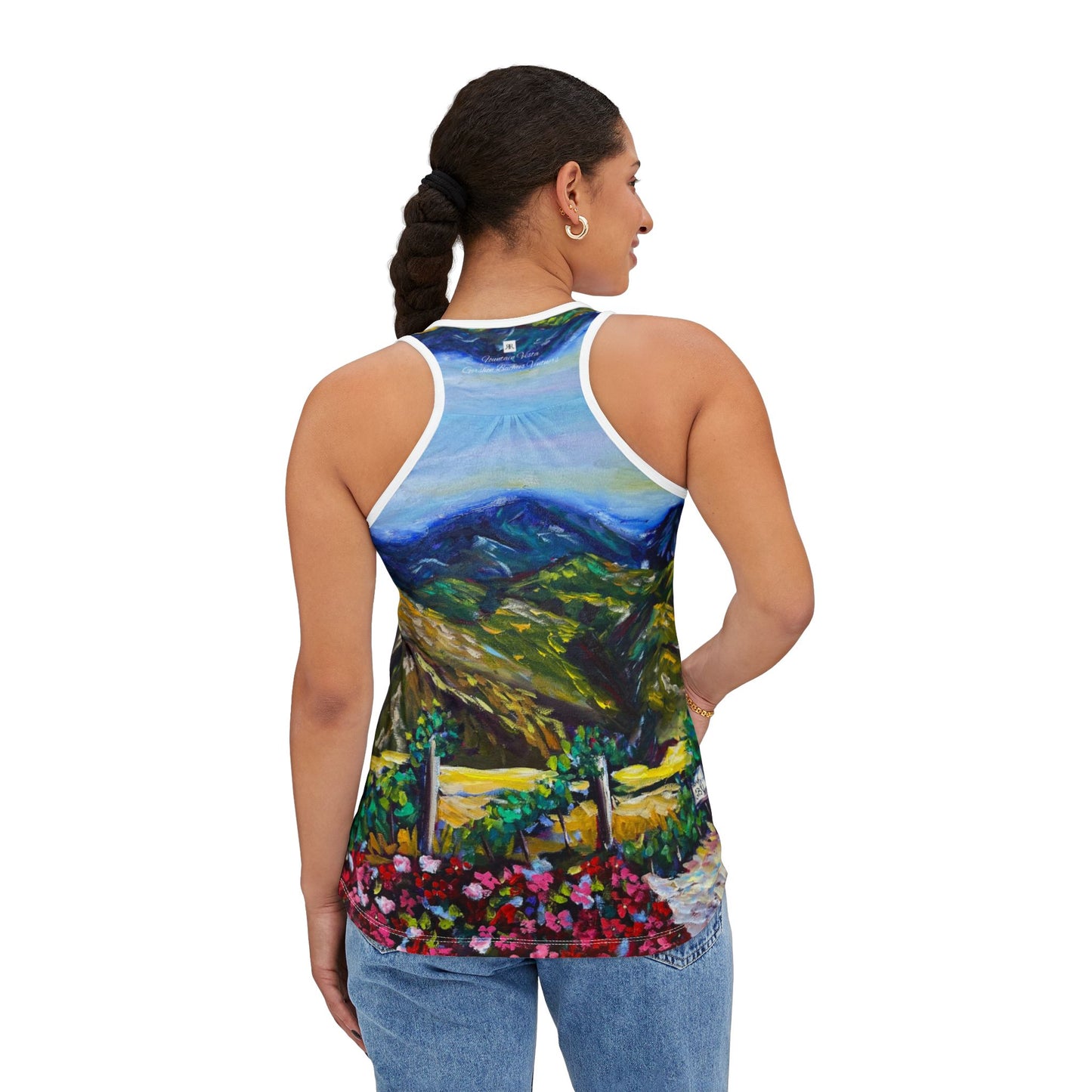 Women's Racerback Tank Top-Fountain Vista-Gershon Bachus Vintners