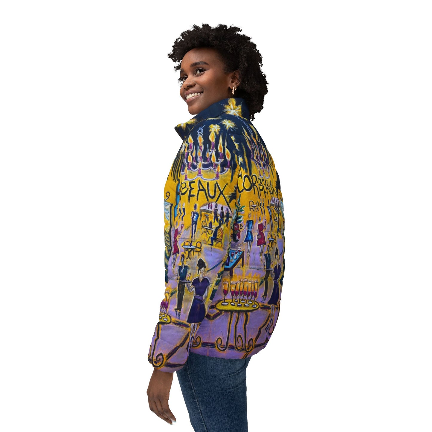 Women's Puffer Jacket - Roxy Rich Fine Art -Corbeaux Wine and Art after Dark
