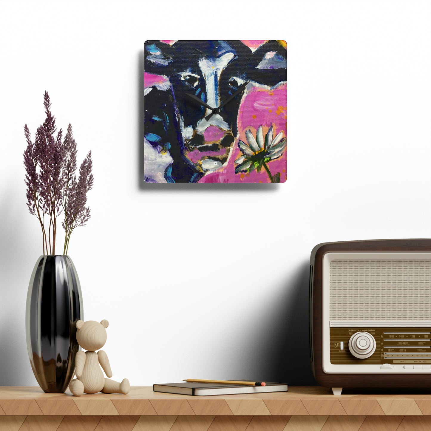 Horloge murale en acrylique vache Nellie