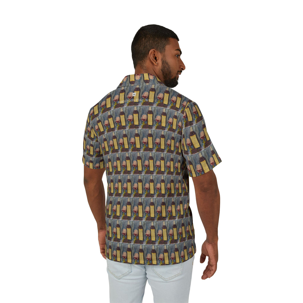 Men's Hawaiian Camp Shirt — GBV Vertunmus Wine and Clique Glass, Day-to-Evening Resort Shirt