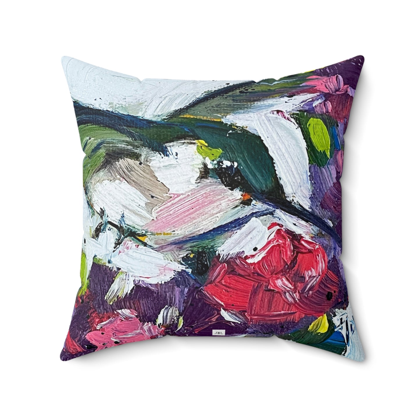 Happy Little Floater Hummingbird Indoor Spun Polyester Square Pillow