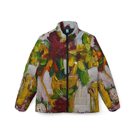 Women's Puffer Jacket - Petals on my Patio