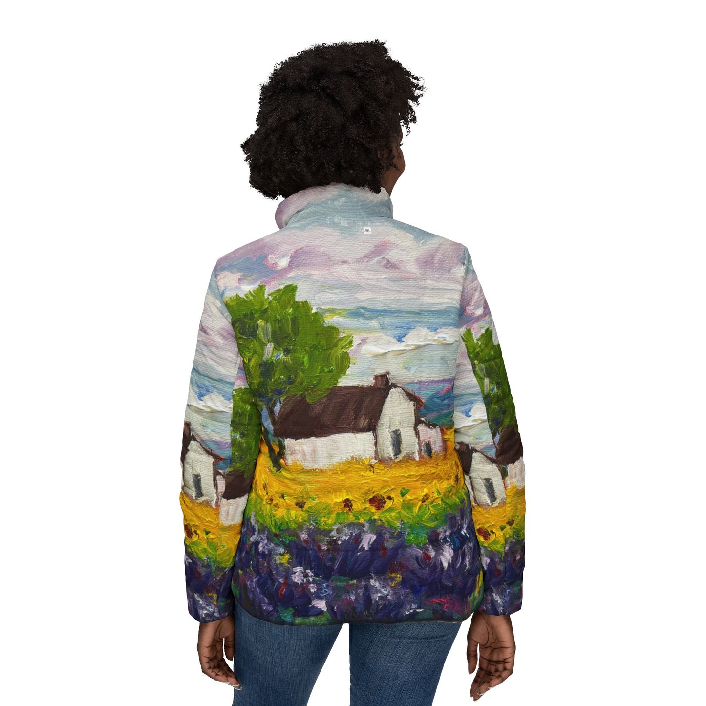 Women's Puffer Jacket - Roxy Rich Fine Art -Sunflowers and Lavender Provence