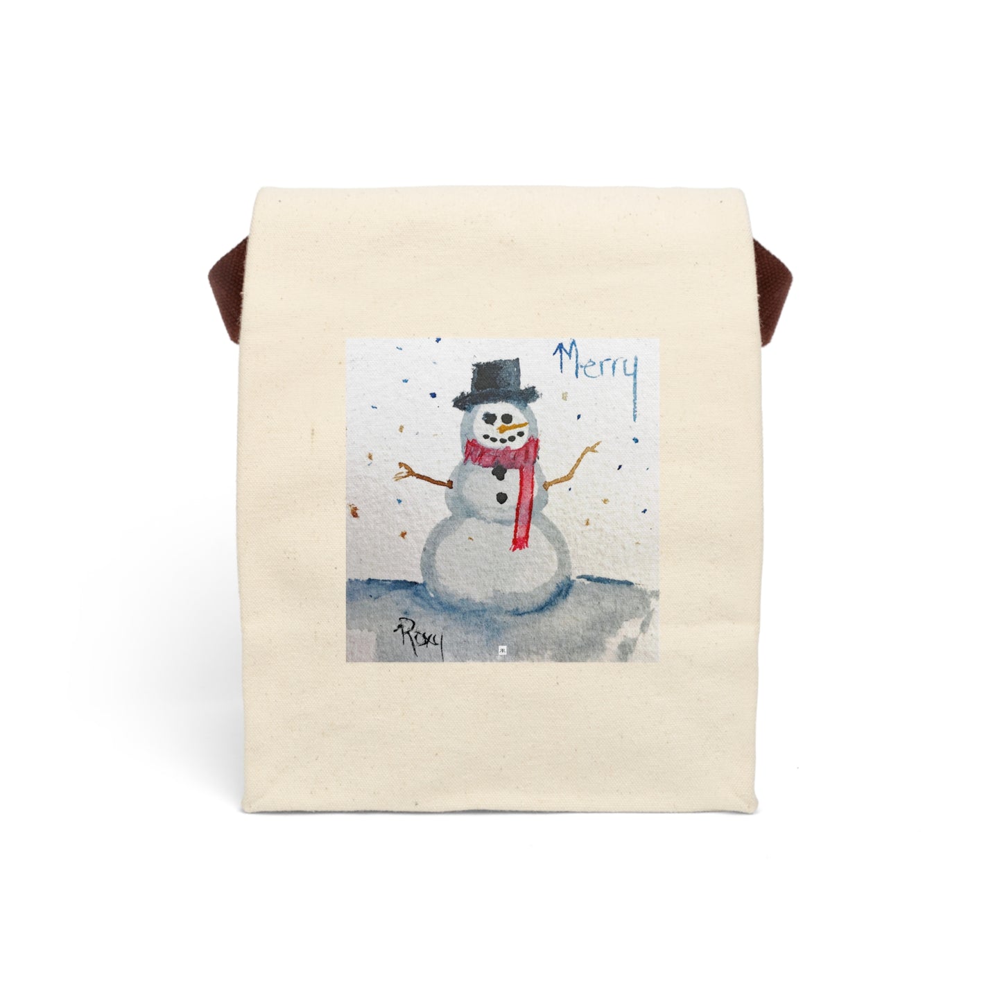 Merry Snowman Canvas Lunch Bag With Strap
