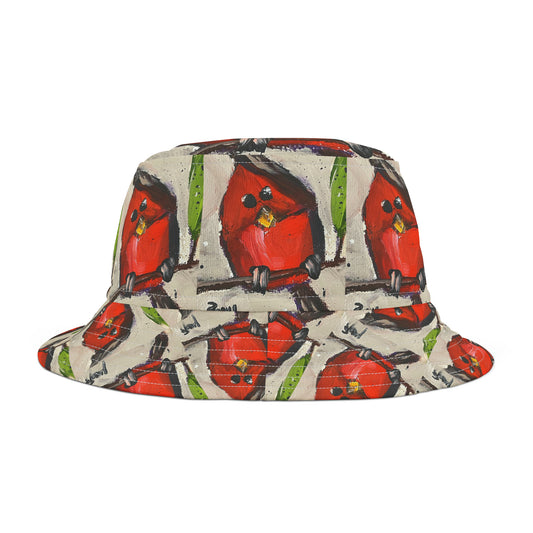 Whimsical Cardinal Chick Bucket Hat