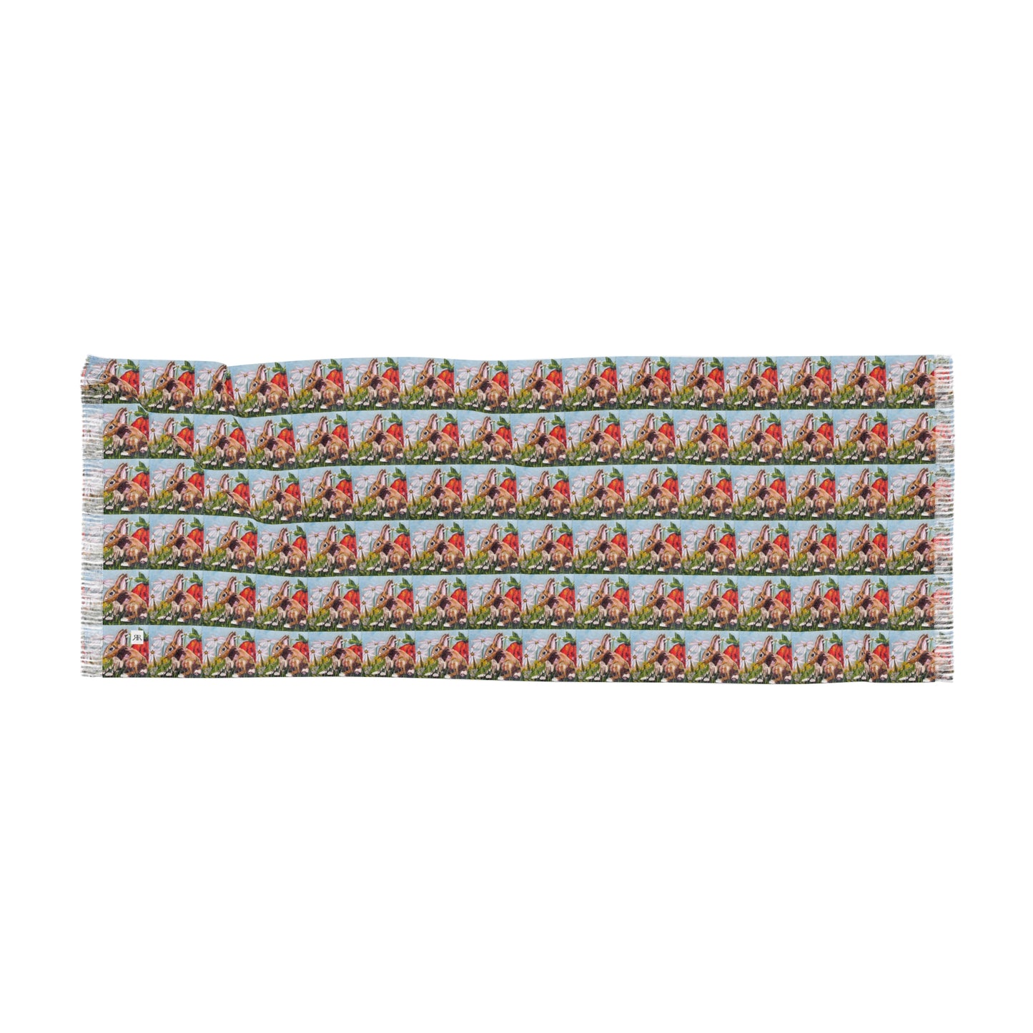 Colorful Scarf — Artistic Lightweight Neck Wrap-  Bunny in the Garden