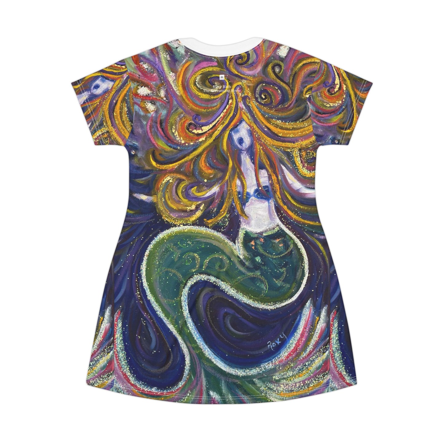 T-Shirt Dress (AOP)-The Screaming Siren-Mermaid