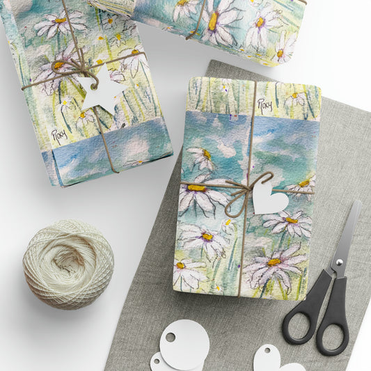 Loose Floral Watercolor Daisies (3 Sizes) Wrapping Papers