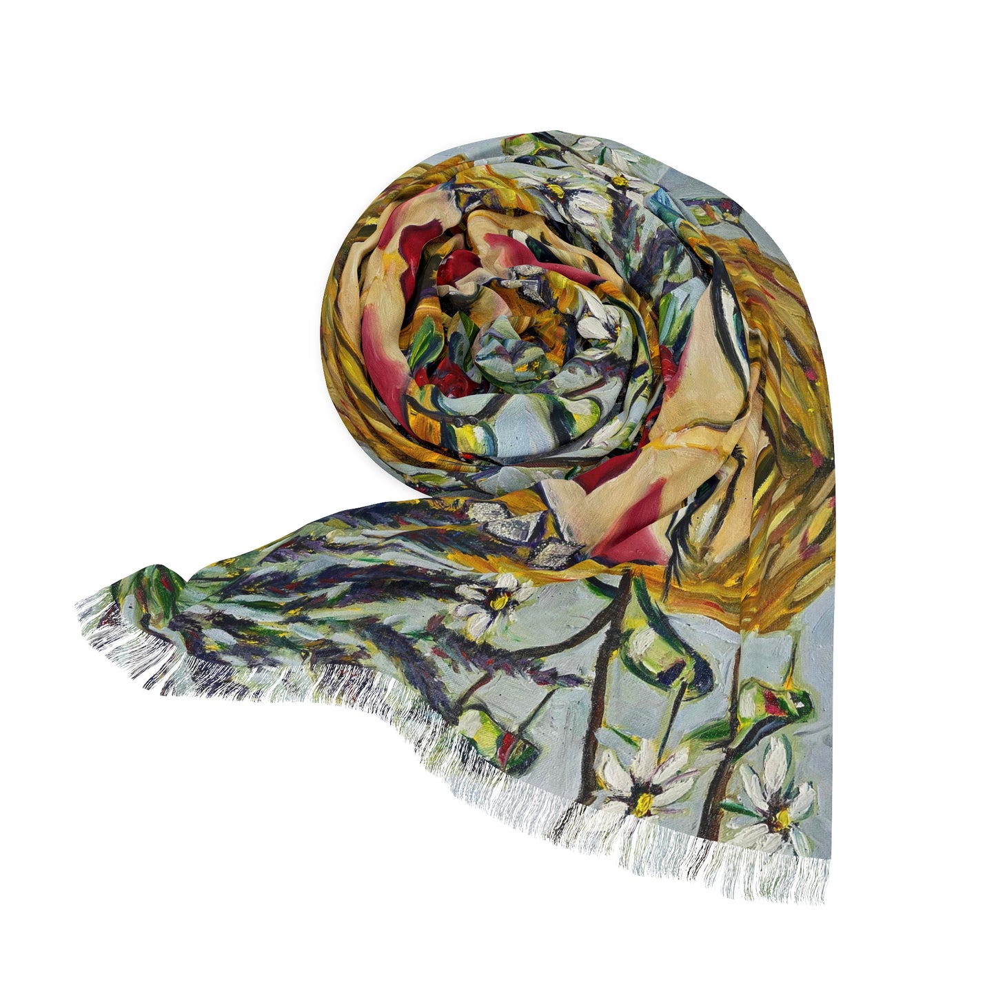 Colorful Scarf — Artistic Lightweight Neck Wrap- Hummingbird Lady