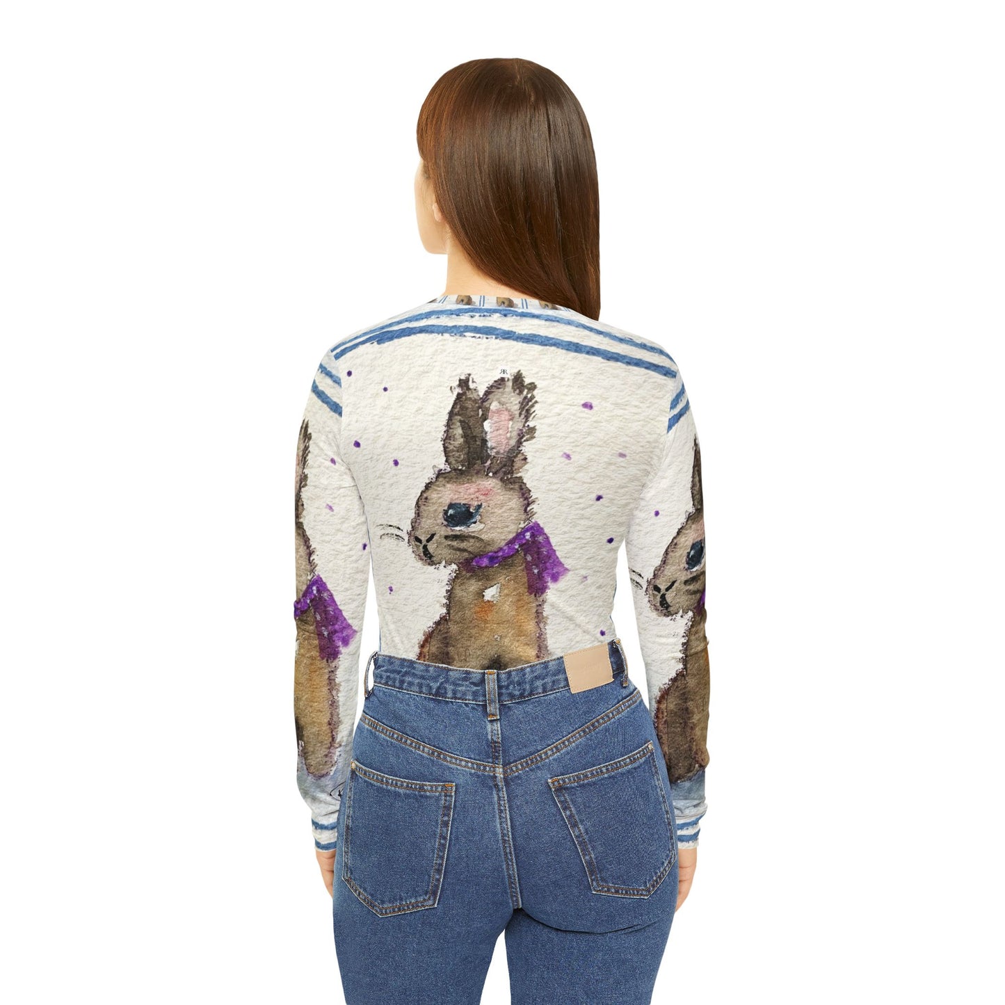 Long Sleeve Shirt- Scarf Bunny- V-neck Women's