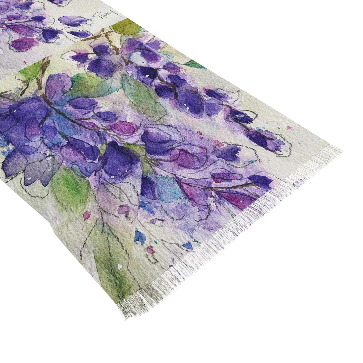 Colorful Scarf — Artistic Lightweight Neck Wrap- Purple Wisteria