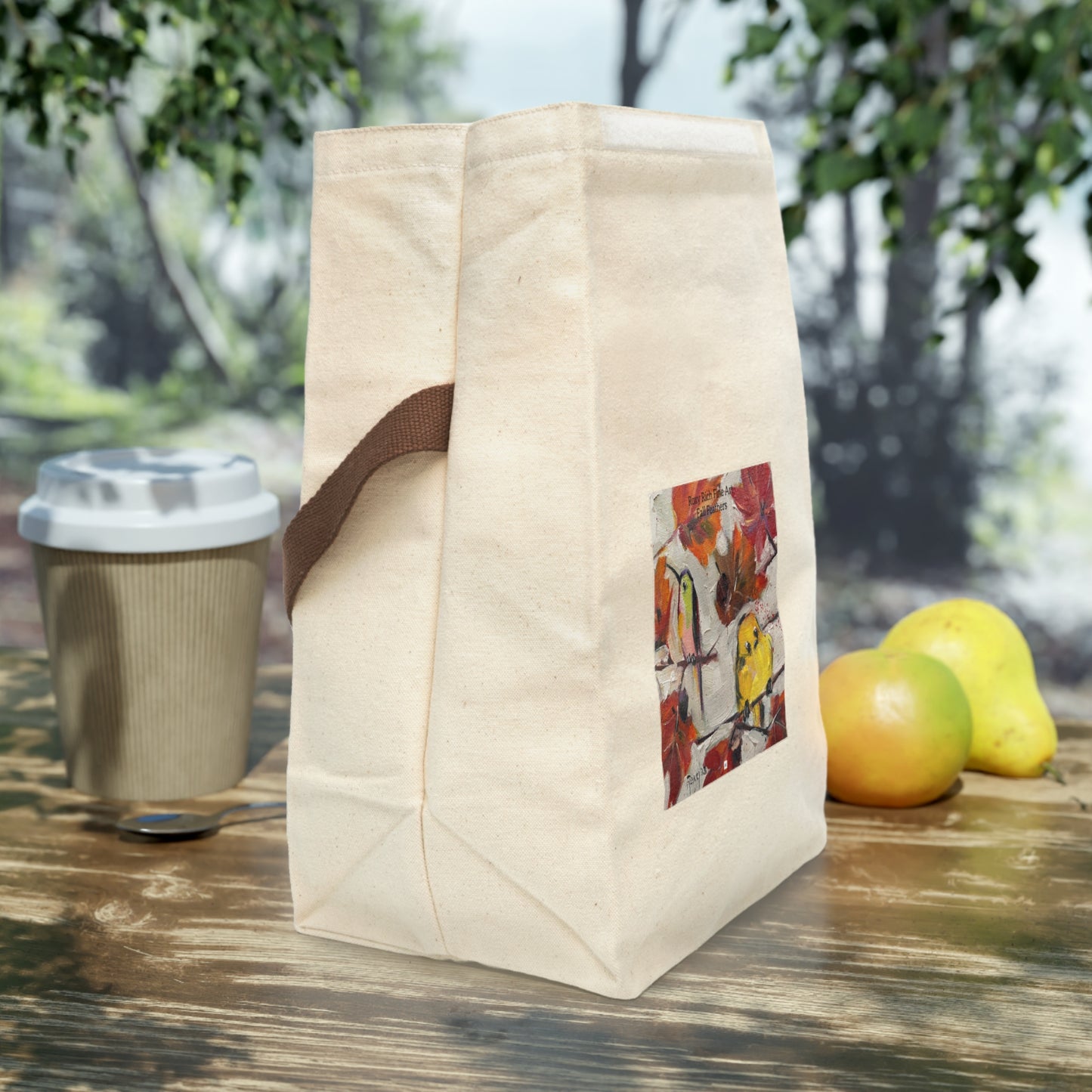 Fall Feathers Canvas Lunch Bag With Strap