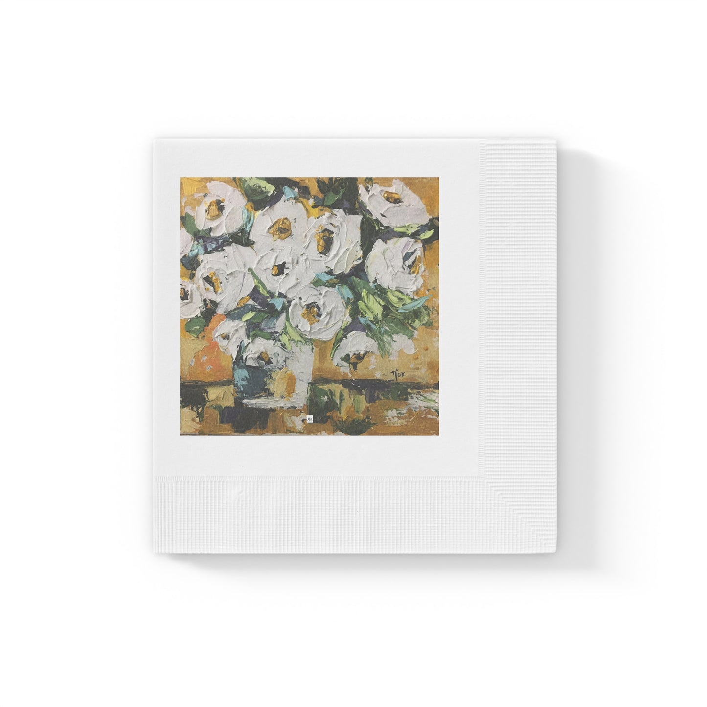Shabby Roses Gold-White Coined Napkins