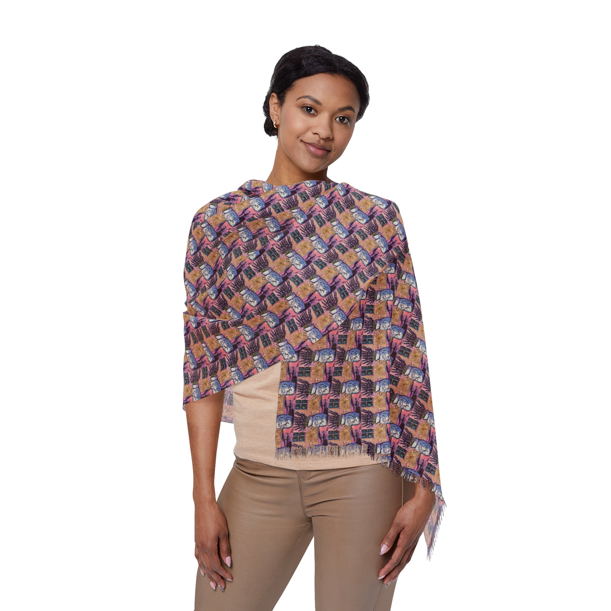 Colorful Scarf — Artistic Lightweight Neck Wrap- Love of Lavender