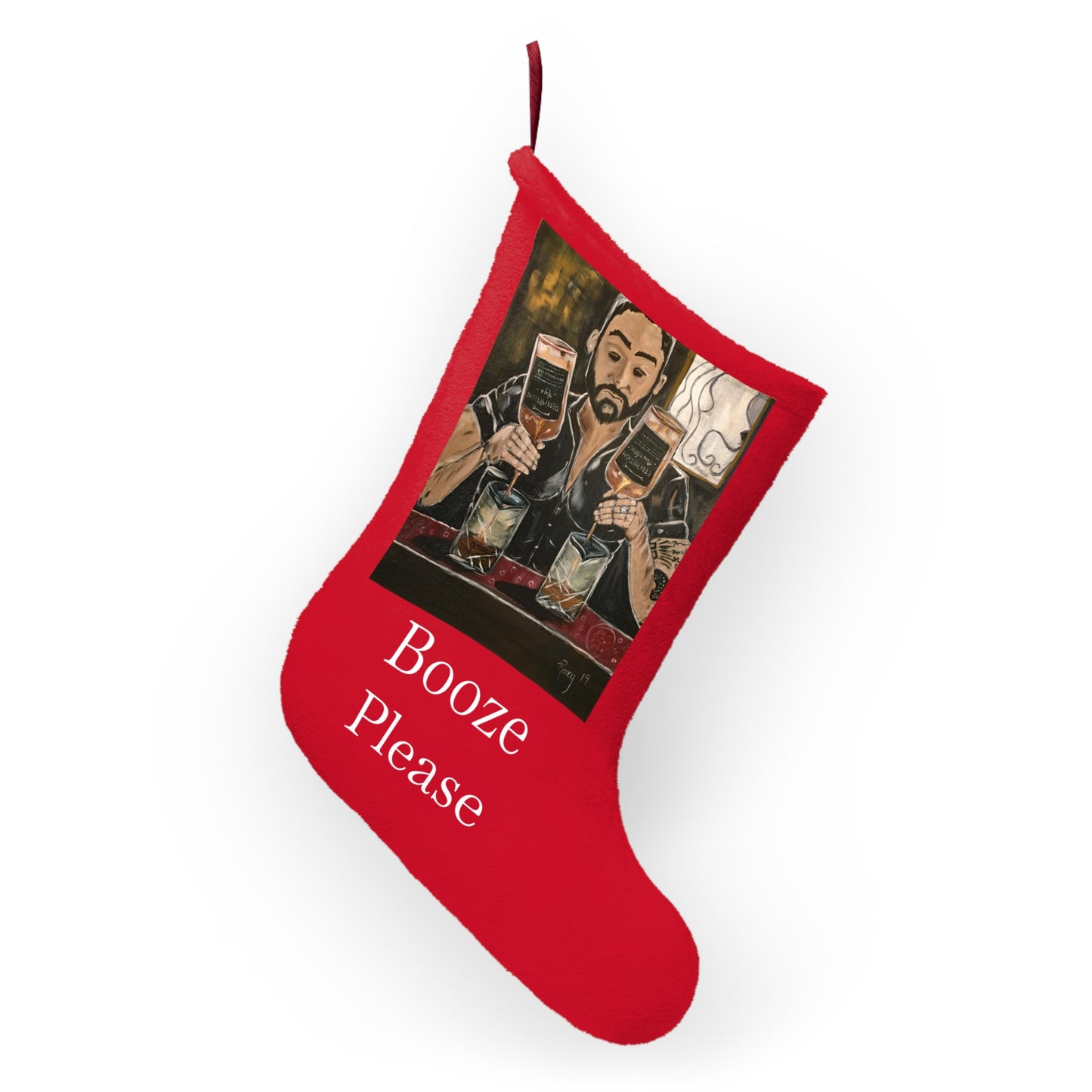 He's Crafty "Booze Please" Christmas Stocking