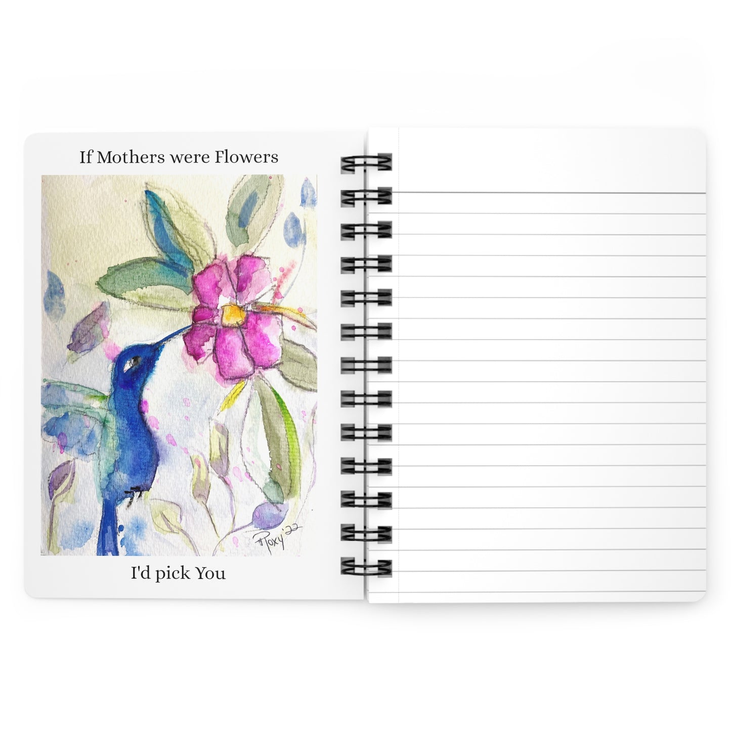 Mom-Watercolor Hummingbirds-"I am so grateful"- Spiral Bound Journal