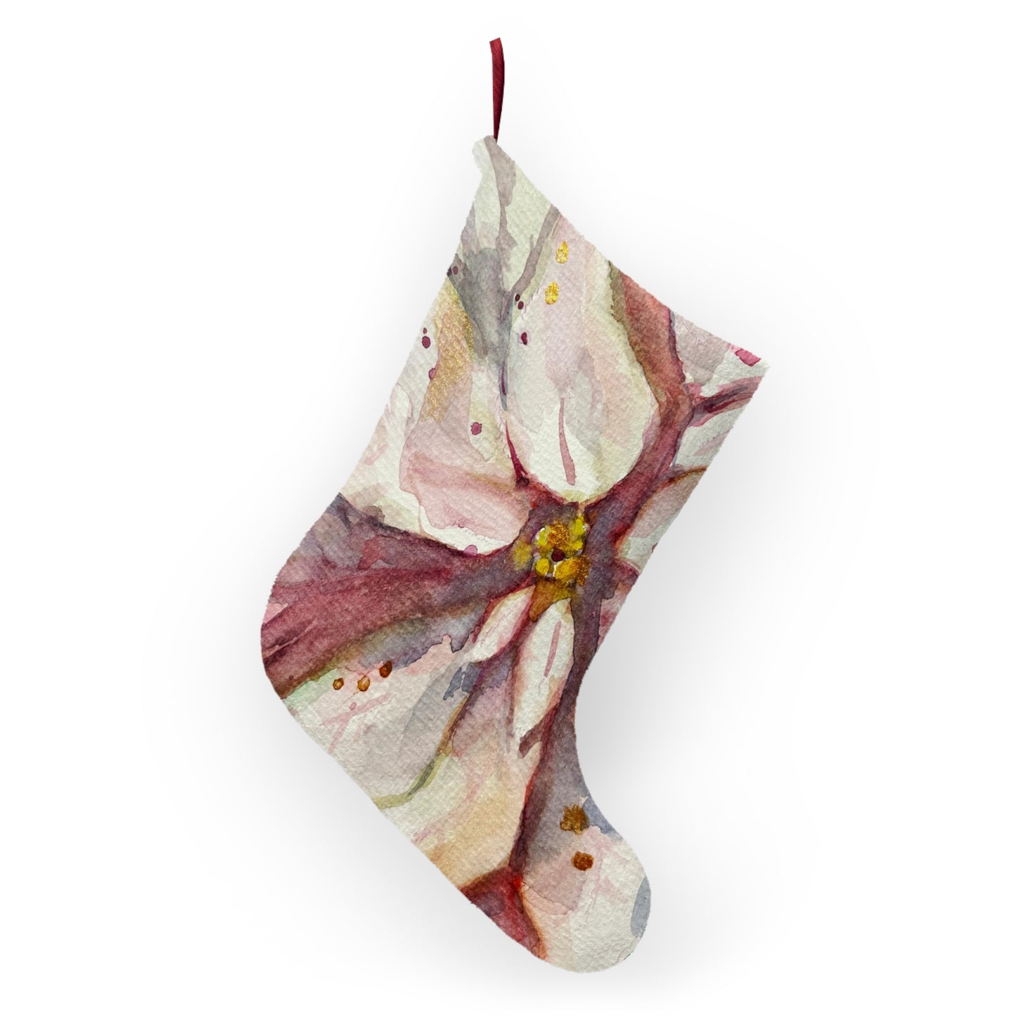 Elegant White Poinsettia Christmas Stocking