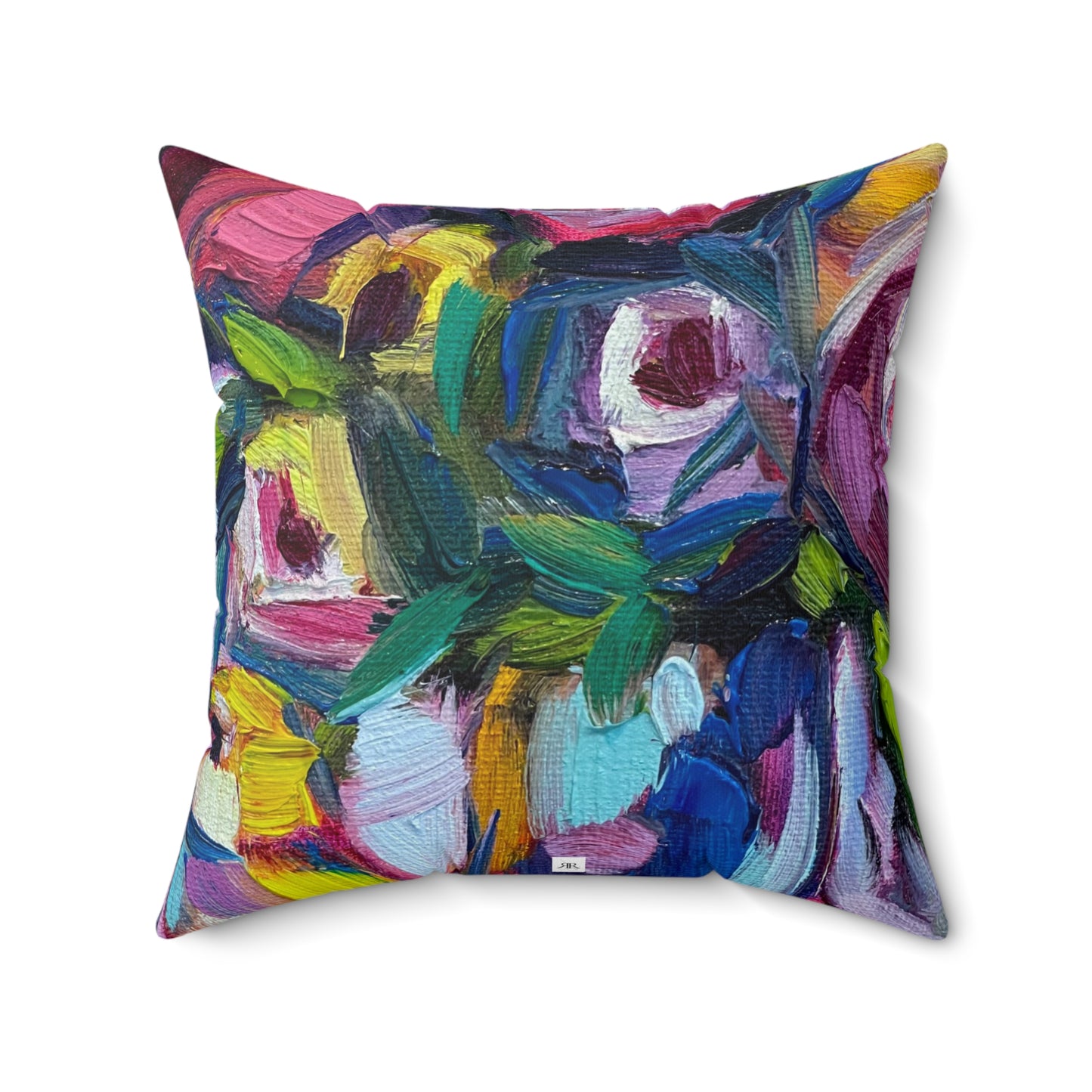 Abstract Roses and Warbler Color Blast Indoor Spun Polyester Square Pillow