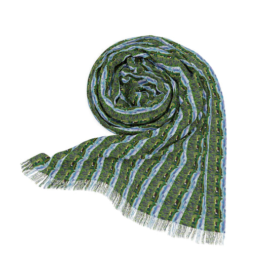 Colorful Scarf — Artistic Lightweight Neck Wrap- Cotswolds Lavender
