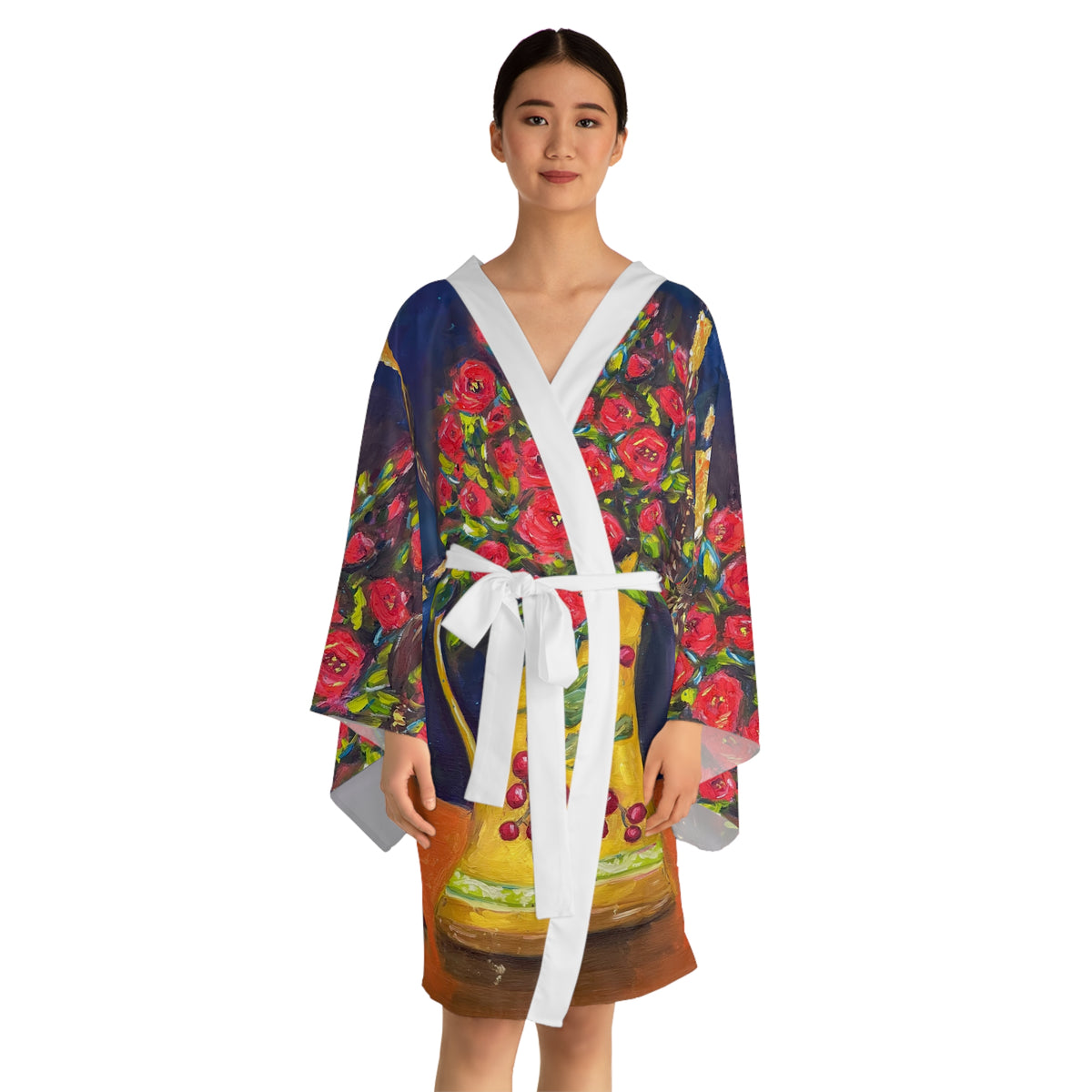 Kimono Robe-Candlelit Corals — Romantic  Gift for Her