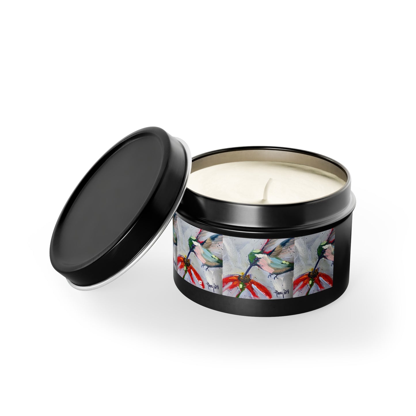 Hummingbird at a Cone Flower Tin Candle