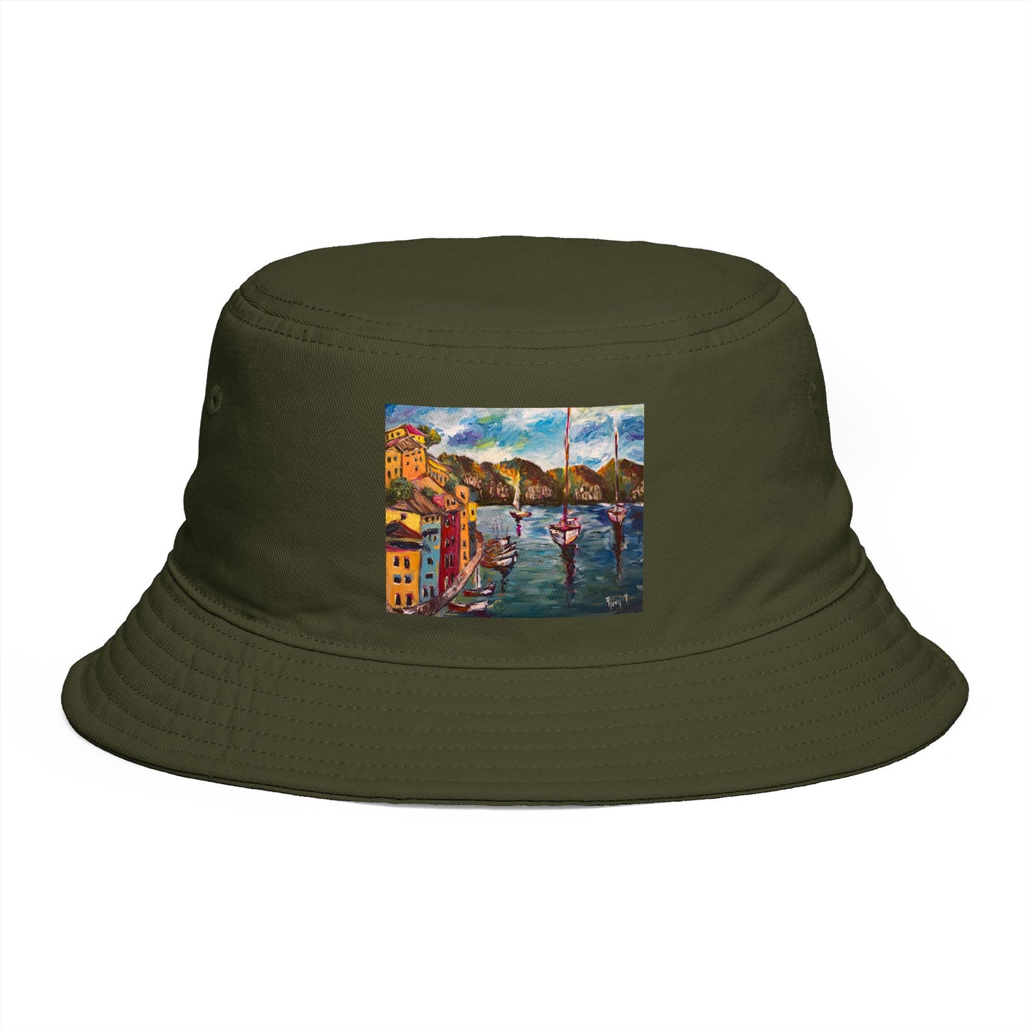 Roxy Rich Fine Art  Portofino Harbor - Bucket Hat — Stylish Durable Travel Hat