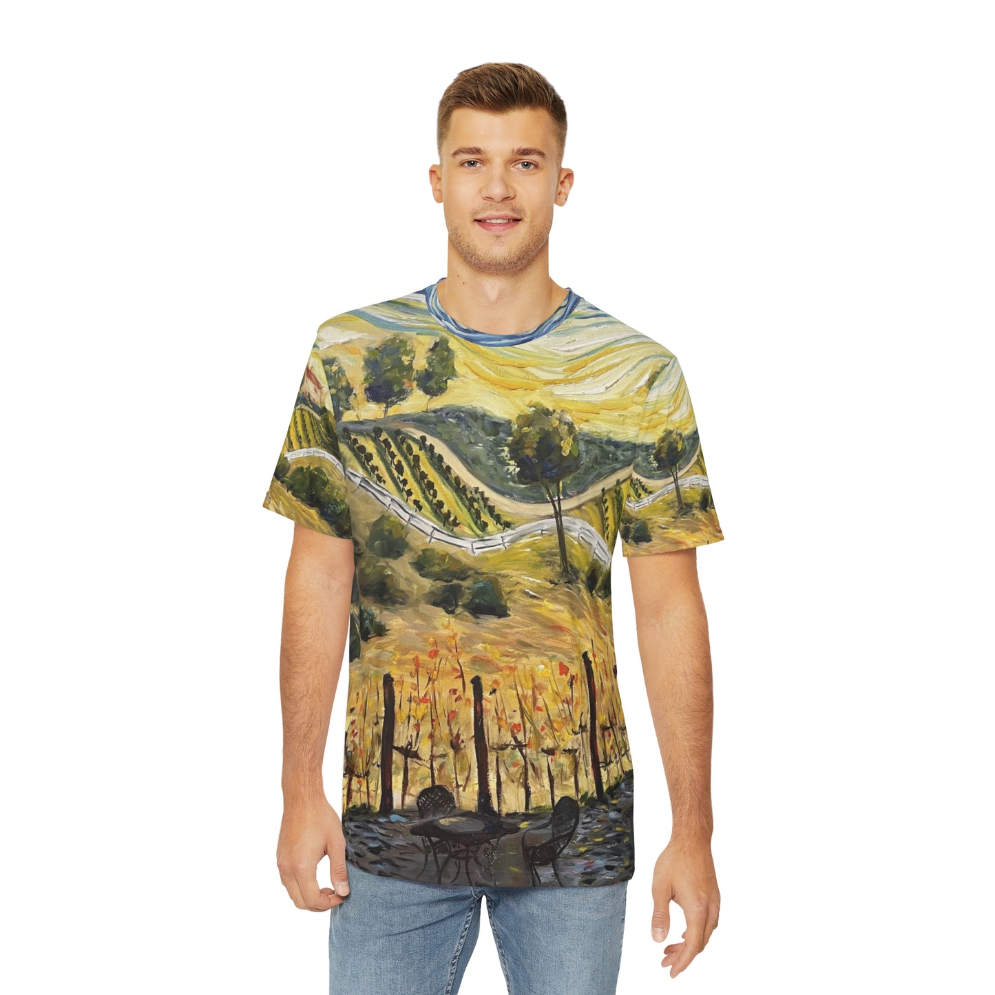 Men's Poly Tee - Sunset at the Villa- Gershon Bachus Vintners