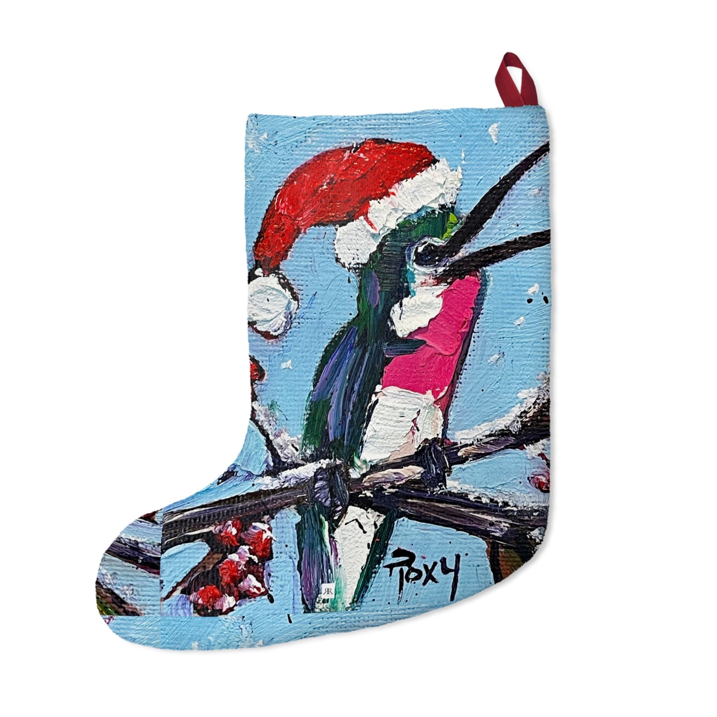 Merry and Bright Holiday Hummingbird  Christmas Stocking