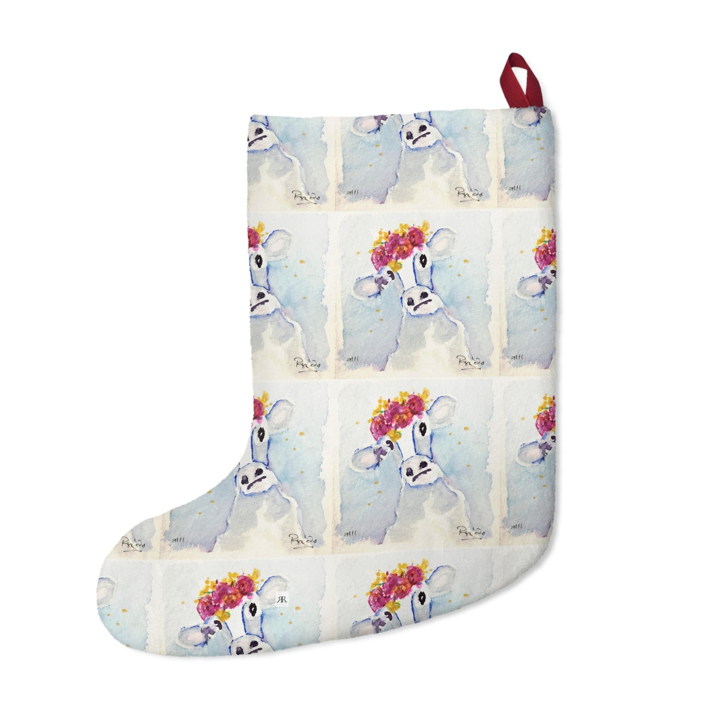 Cutest Ever Cow with Flower Crown Cow Print Christmas Stocking