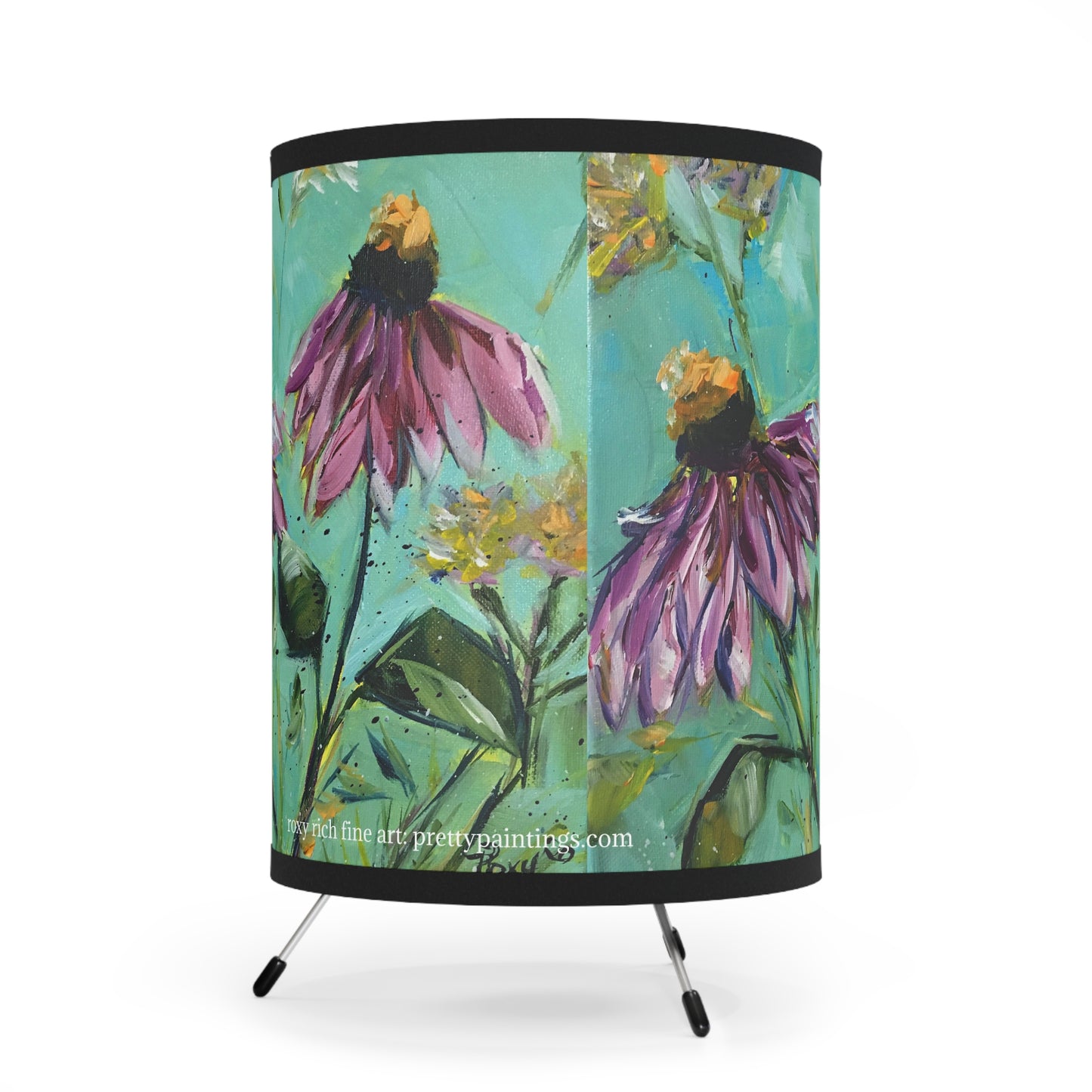 Purple Coneflowers  Tripod Lamp