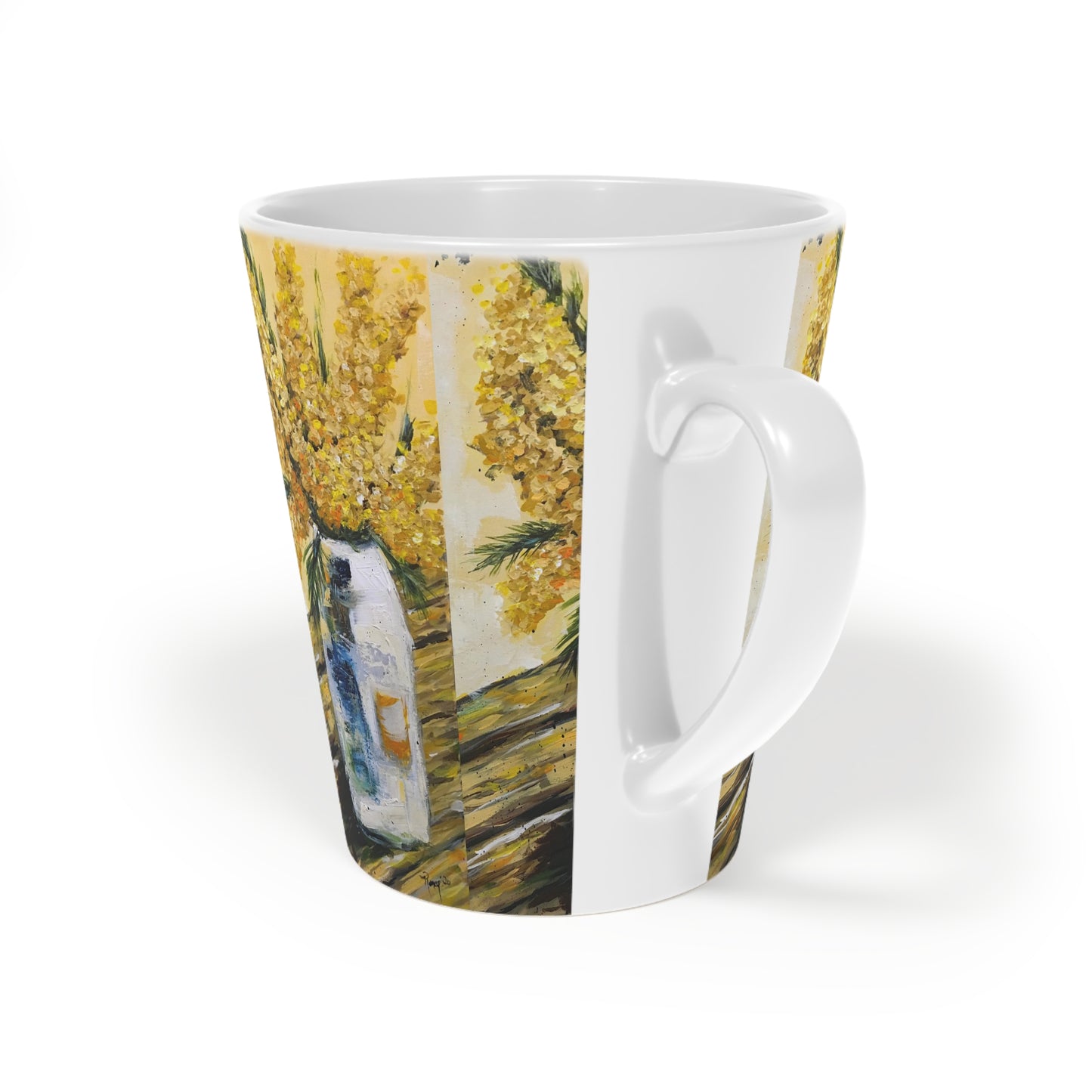 Goldenrod on the Picnic Table (repeating pattern)  Latte Mug, 12oz