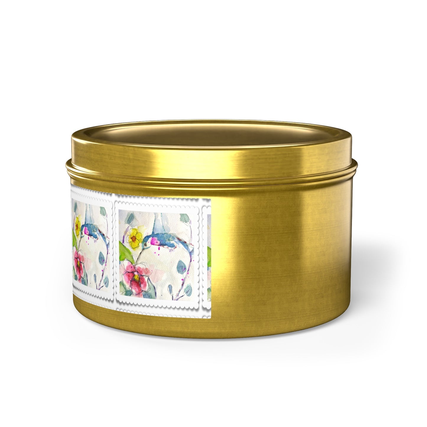 Loose Floral Hummingbird Tin Candle