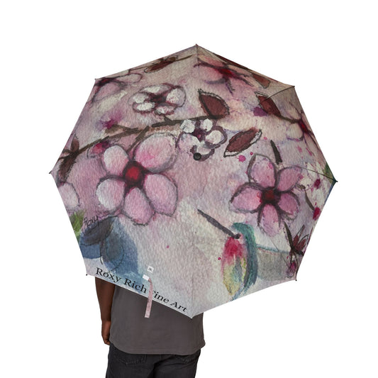 Umbrella- Hummingbird in Cherry Blossoms