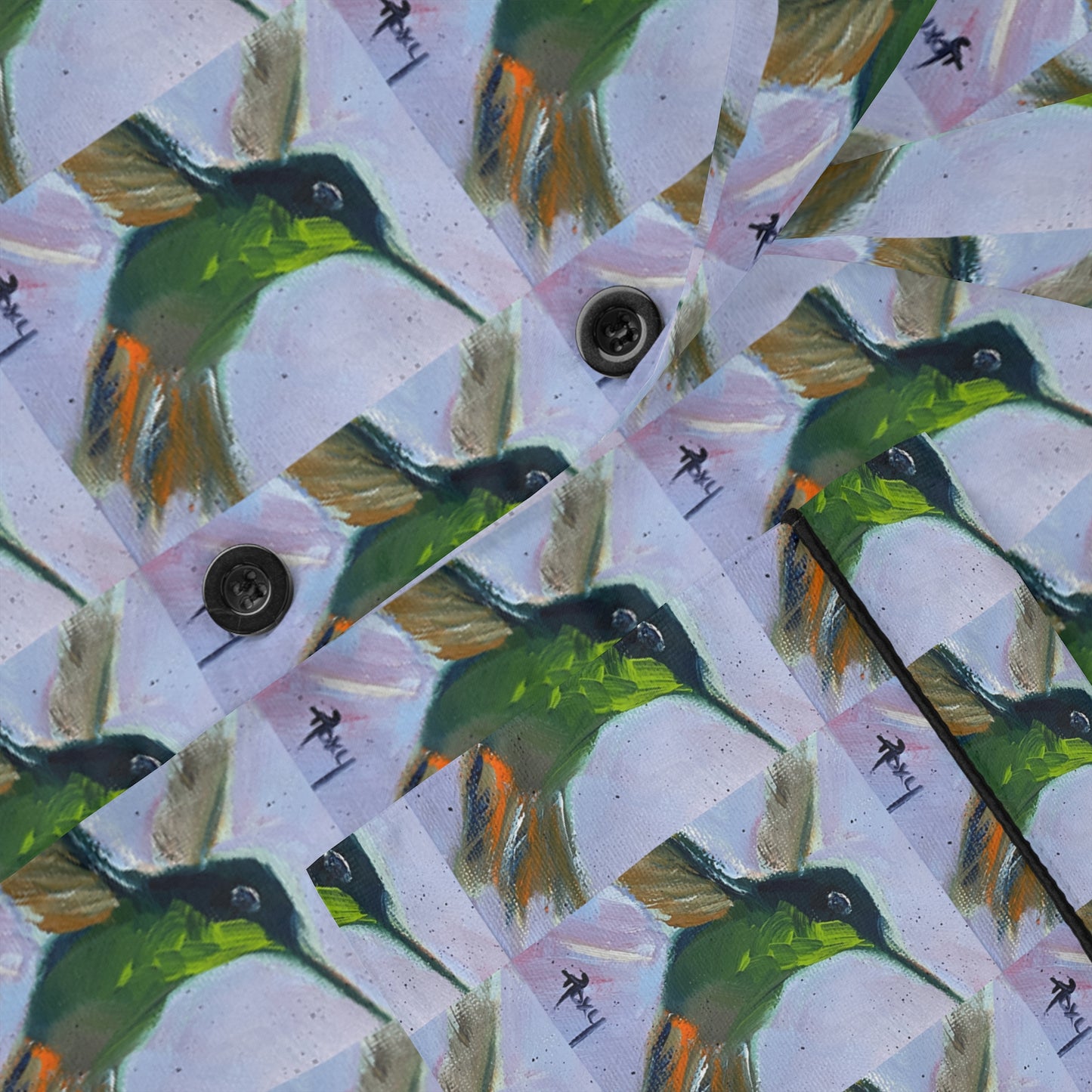 Satin Pajamas — Luxurious Silky Sleepwear Set- Hummingbird in Flight